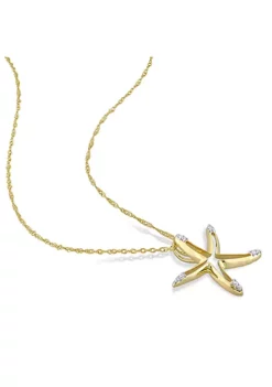 Cheapest 🥰 Diamond Accent Starfish Pendant with Chain in 10K Yellow Gold by Belk & Co. ⭐ -DealsBelk & Co. Store Belk 24249
