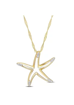 Cheapest 🥰 Diamond Accent Starfish Pendant with Chain in 10K Yellow Gold by Belk & Co. ⭐ -DealsBelk & Co. Store Belk 24250