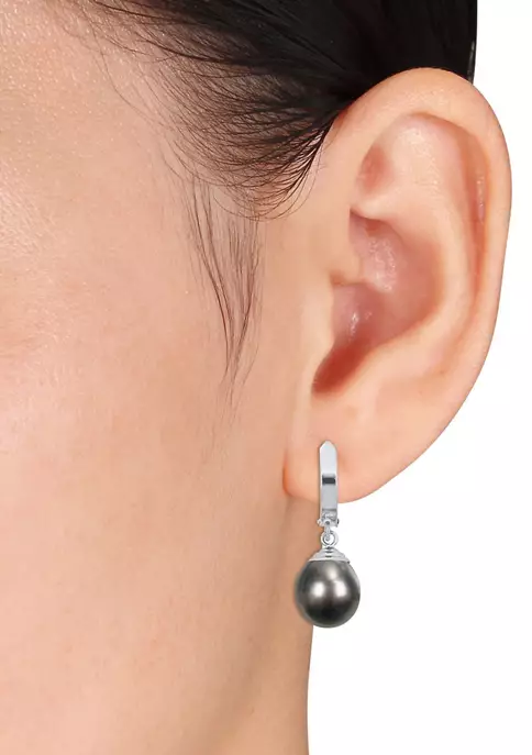 Outlet โค๏ธ 9-10mm Black Tahitian Pearl Huggie Earrings in 14k White Gold by Belk & Co. ๐ฅ 2 Outlet โค๏ธ 9-10mm Black Tahitian Pearl Huggie Earrings in 14k White Gold by Belk & Co. ๐ฅ - Image 2