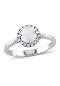 Top 10 🤩 1/10 CT TW Diamond and Opal Halo Ring in Sterling Silver by Belk & Co. 🛒