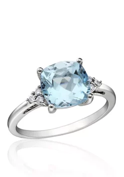 Brand new ❤️ 10k White Gold Blue Topaz and Diamond Ring by Belk & Co. 🥰