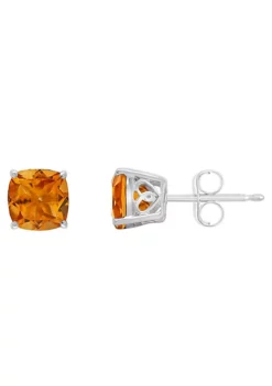 Buy 🎉 Sterling Silver 6mm Cushion Citrine Stud Earrings by Belk & Co. 🥰 -DealsBelk & Co. Store Belk 24278
