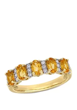 Promo 🔥 1.16 ct. t.w Citrine and 1/6 ct. t.w. Diamond Semi Eternity Ring in 14k Yellow Gold by Belk & Co. 💯