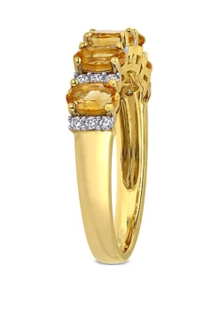 Promo 🔥 1.16 ct. t.w Citrine and 1/6 ct. t.w. Diamond Semi Eternity Ring in 14k Yellow Gold by Belk & Co. 💯 -DealsBelk & Co. Store Belk 24291