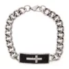 Budget 🛒 Stainless Steel Link Bracelet with Black Crystals by Belk & Co. 🔔