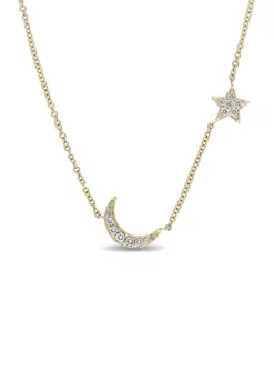 Wholesale 😀 1/6 ct. t.w. Diamond Star and Moon Necklace in 14k Yellow Gold by Belk & Co. ❤️ -DealsBelk & Co. Store Belk 24300