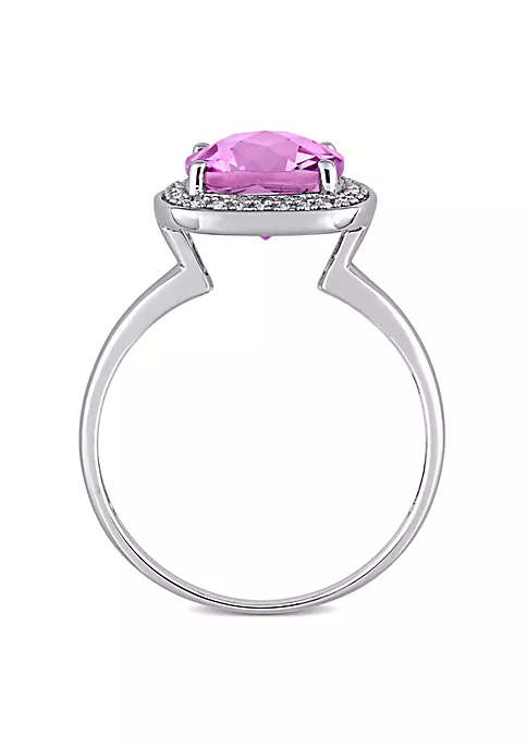 Best Sale ✨ Cushion Cut Checkerboard Pink Topaz Halo Ring with 1/10 CT TW Diamonds in 10k White Gold by Belk & Co. 🤩 3 Best Sale ✨ Cushion Cut Checkerboard Pink Topaz Halo Ring with 1/10 CT TW Diamonds in 10k White Gold by Belk & Co. 🤩 - Image 3