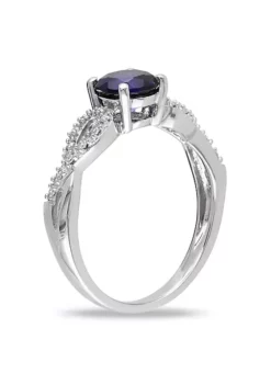Best Sale 👍 1 ct. t.g.w. Created Blue Sapphire and 1/10 ct. t.w. Diamond Infinity Ring in 10K White Gold by Belk & Co. ⭐ -DealsBelk & Co. Store Belk 24318