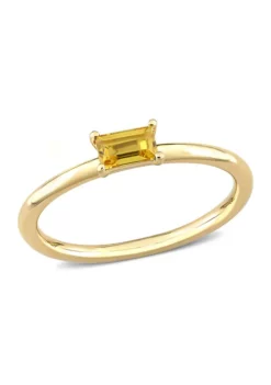 Best deal 💯 1/3 CT TGW Baguette Yellow Sapphire Solitaire Stackable Ring in 10k Yellow Gold by Belk & Co. 🔥