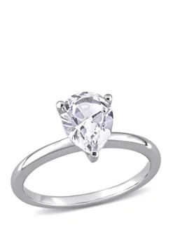 Best Sale ๐ฏ 2.63 ct. t.w. Pear Cut Created White Sapphire Solitaire Ring in 10k White Gold by Belk & Co. โ๏ธ