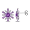 Hot Sale ❤️ 1.76 ct. t.g.w. African Amethyst and White Topaz Starburst Earrings in Sterling Silver by Belk & Co. 🤩