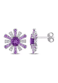 Hot Sale ❤️ 1.76 ct. t.g.w. African Amethyst and White Topaz Starburst Earrings in Sterling Silver by Belk & Co. 🤩 -DealsBelk & Co. Store Belk 24393