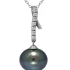 Cheap 🧨 12MM Tahaitian Pearl White Topaz Pendant Necklace on 18 inch chain , Sterling Silver by Belk & Co. 🌟