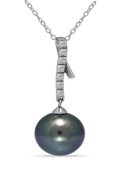 Cheap 🧨 12MM Tahaitian Pearl White Topaz Pendant Necklace on 18 inch chain , Sterling Silver by Belk & Co. 🌟 -DealsBelk & Co. Store Belk 24397