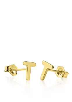 Cheap 🔥 14k Yellow Gold T Initial Earrings by Belk & Co. 🛒