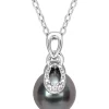 Flash Sale 🥰 8-9mm Black Tahitian Cultured Pearl and Diamond Accent Drop Pendant with Chain in Sterling Silver by Belk & Co. 😉