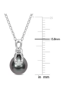Flash Sale 🥰 8-9mm Black Tahitian Cultured Pearl and Diamond Accent Drop Pendant with Chain in Sterling Silver by Belk & Co. 😉 -DealsBelk & Co. Store Belk 24402