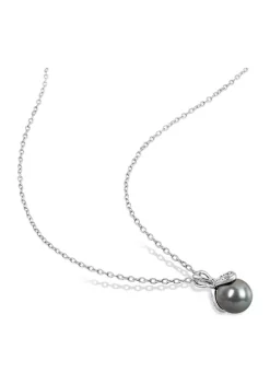 Flash Sale 🥰 8-9mm Black Tahitian Cultured Pearl and Diamond Accent Drop Pendant with Chain in Sterling Silver by Belk & Co. 😉 -DealsBelk & Co. Store Belk 24403