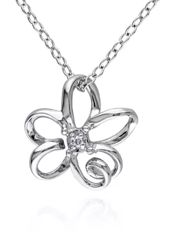 New 🎉 Diamond Flower Pendant in Sterling Silver by Belk & Co. ✔️ -DealsBelk & Co. Store Belk 24417