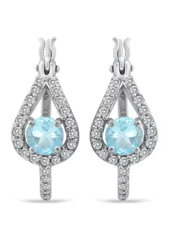 Buy 😀 2.34 ct. t.w. Blue Topaz and White Topaz Hoop Earrings in Sterling Silver by Belk & Co. 🛒