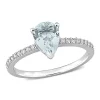 Promo 😍 Pear Shape Aquamarine and 1/7 CT TW Diamond Ring in 14k White Gold by Belk & Co. 😀