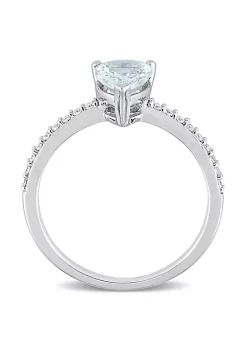 Promo 😍 Pear Shape Aquamarine and 1/7 CT TW Diamond Ring in 14k White Gold by Belk & Co. 😀 -DealsBelk & Co. Store Belk 24444