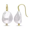 Brand new 🌟 14-14.5 Millimeter Cultured Freshwater Baroque Pearl and Diamond Hook Earrings in 14k Yellow Gold by Belk & Co. ✔️