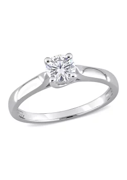 Buy 🌟 Lab Created 1/2 ct. t.w. Moissanite Solitaire Engagement Ring in 14k White Gold by Belk & Co. 💯