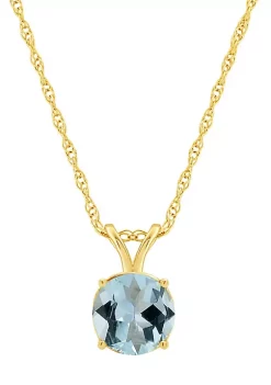 Hot Sale 🛒 14K Yellow Gold 7mm Round Aquamarine Pendant Necklace by Belk & Co. 💯 -DealsBelk & Co. Store Belk 24460