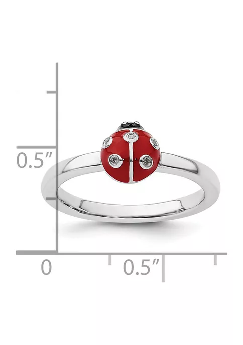 Cheap ⭐ 0.015 ct. t.w. Diamonds Red and Black Enamel Ladybug Stackable Expressions Ring in Sterling Silver by Belk & Co. ✨ 5 Cheap ⭐ 0.015 ct. t.w. Diamonds Red and Black Enamel Ladybug Stackable Expressions Ring in Sterling Silver by Belk & Co. ✨ - Image 5