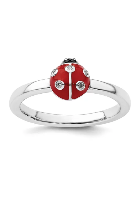 Cheap ⭐ 0.015 ct. t.w. Diamonds Red and Black Enamel Ladybug Stackable Expressions Ring in Sterling Silver by Belk & Co. ✨ 6 Cheap ⭐ 0.015 ct. t.w. Diamonds Red and Black Enamel Ladybug Stackable Expressions Ring in Sterling Silver by Belk & Co. ✨ - Image 6
