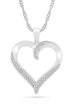 Coupon 👍 1/8 ct. t.w. Sterling Silver Heart Pendant Necklace by Belk & Co. 😍 -DealsBelk & Co. Store Belk 24478