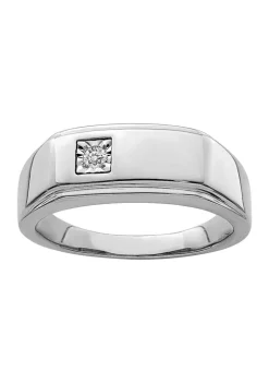 Cheapest ๐ Mne's 1/10 ct. t.w. Diamond Polished Ring in Rhodium Plated Sterling Silver by Belk & Co. ๐