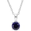 Coupon 🛒 1 ct. t.g.w. Created Blue Sapphire Solitaire Pendant with Chain in Sterling Silver by Belk & Co. ✔️