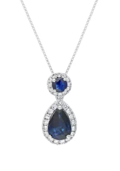 Promo 🤩 1.02 ct. t.w. Sapphire and 1/6 ct. t.w. Diamond Pendant Necklace in 10K White Gold by Belk & Co. 🌟