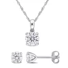 Best Pirce 🎁 Lab Created 2-piece Set of 2 CT DEW Created Moissanite Solitaire Pendant with Chain and Stud Earrings in 10k White Gold by Belk & Co. 🔥