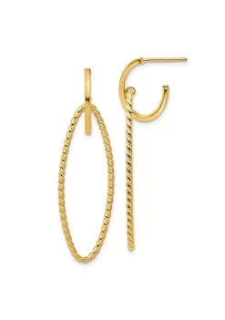 Buy 🔔 14K Yellow Gold Polished and Twist Dangle Oval J-Hoop Earrings by Belk & Co. 👍 -DealsBelk & Co. Store Belk 24547