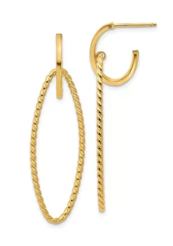 Buy 🔔 14K Yellow Gold Polished and Twist Dangle Oval J-Hoop Earrings by Belk & Co. 👍 -DealsBelk & Co. Store Belk 24549