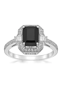 Cheap 🔥 1.6 ct. t.w. Black Onyx and 3/8 ct. t.w. White Topaz Ring in Sterling Silver by Belk & Co. 🥰 -DealsBelk & Co. Store Belk 24553