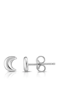 Buy 🎁 Moon Post Earrings in 14K White Gold by Belk & Co. 👍