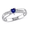 Outlet 😍 Lab Created Created Blue Sapphire and Diamond Accent Heart Ring in Sterling Silver by Belk & Co. 👏