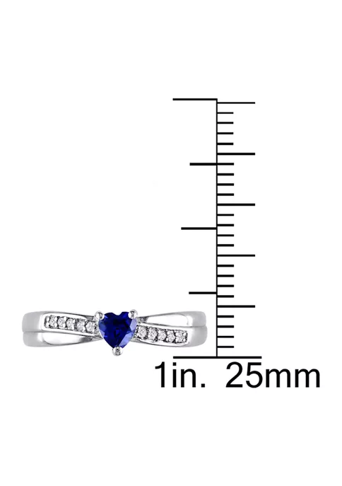 Outlet 😍 Lab Created Created Blue Sapphire and Diamond Accent Heart Ring in Sterling Silver by Belk & Co. 👏 2 Outlet 😍 Lab Created Created Blue Sapphire and Diamond Accent Heart Ring in Sterling Silver by Belk & Co. 👏 - Image 2