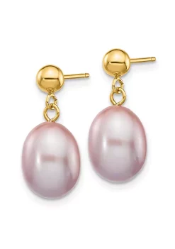 Flash Sale ✨ 14K Yellow Gold 8-9mm Purple Rice Freshwater Cultured Pearl Dangle Post Earrings by Belk & Co. ✨ -DealsBelk & Co. Store Belk 24603