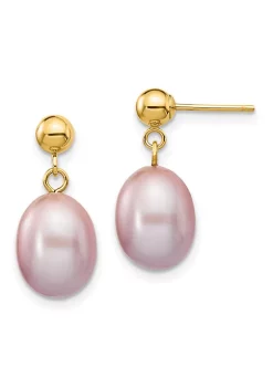 Flash Sale ✨ 14K Yellow Gold 8-9mm Purple Rice Freshwater Cultured Pearl Dangle Post Earrings by Belk & Co. ✨ -DealsBelk & Co. Store Belk 24606