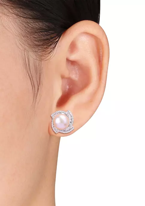 Best Sale ๐ฏ 9-9.5mm Pink Freshwater Cultured Pearl and 2 1/8 CT TGW Cubic Zirconia Swirl Earrings in Sterling Silver by Belk & Co. ๐ฅฐ 2 Best Sale ๐ฏ 9-9.5mm Pink Freshwater Cultured Pearl and 2 1/8 CT TGW Cubic Zirconia Swirl Earrings in Sterling Silver by Belk & Co. ๐ฅฐ - Image 2