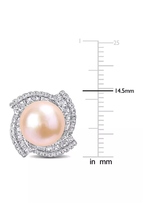 Best Sale ๐ฏ 9-9.5mm Pink Freshwater Cultured Pearl and 2 1/8 CT TGW Cubic Zirconia Swirl Earrings in Sterling Silver by Belk & Co. ๐ฅฐ 3 Best Sale ๐ฏ 9-9.5mm Pink Freshwater Cultured Pearl and 2 1/8 CT TGW Cubic Zirconia Swirl Earrings in Sterling Silver by Belk & Co. ๐ฅฐ - Image 3