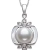 Outlet 👏 Mother of Pearl, Freshwater Pearl and Cubic Zirconia Pendant in Sterling Silver by Belk & Co. ⌛