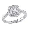 Cheap ✔️ 1 CT TW Emerald Cut and Round Diamond Double Halo Engagement Ring in 14k White Gold by Belk & Co. ✔️