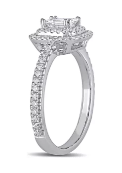 Cheap ✔️ 1 CT TW Emerald Cut and Round Diamond Double Halo Engagement Ring in 14k White Gold by Belk & Co. ✔️ -DealsBelk & Co. Store Belk 24646