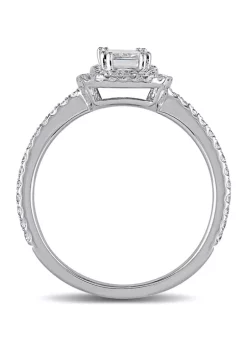 Cheap ✔️ 1 CT TW Emerald Cut and Round Diamond Double Halo Engagement Ring in 14k White Gold by Belk & Co. ✔️ -DealsBelk & Co. Store Belk 24648